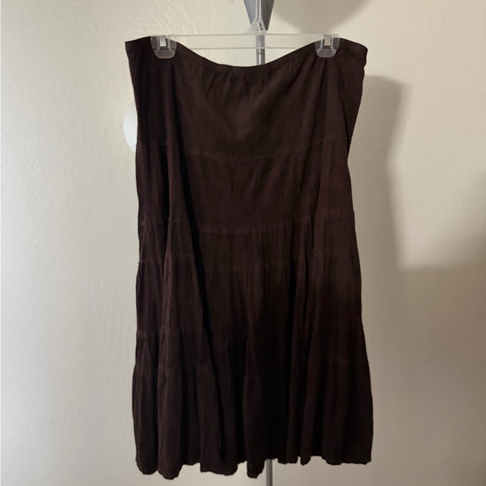 Brown velvet midi skirt